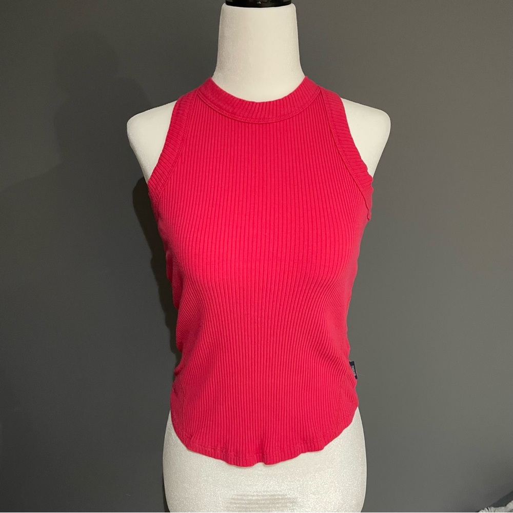 Buffalo Sleeveless Ribbed High Neck Tank Top